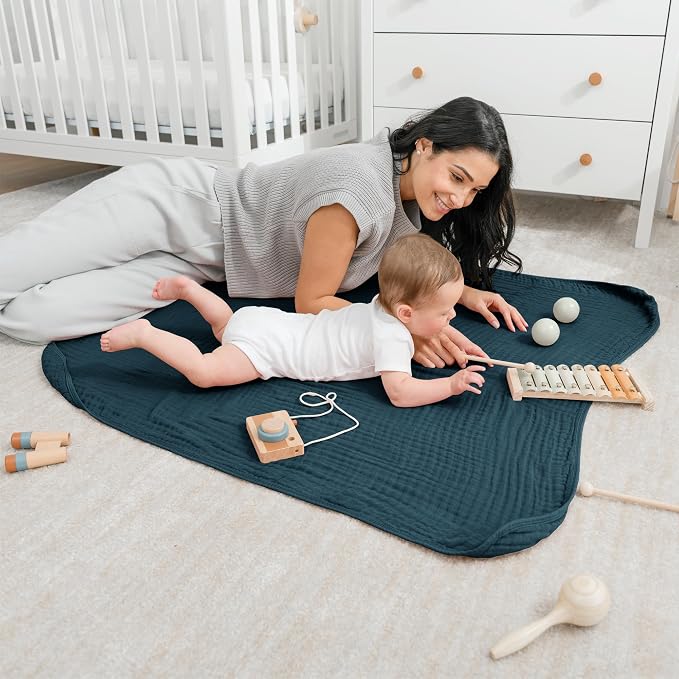 Comfy Cubs Muslin Baby Blanket 40" x 40" L - Swaddle Blankets, Neptune | Soft, Lightweight, 6-Layer Cotton Breathable Baby Blankets - Comfortable, Gentle & Versatile Cotton Baby Blankets for Sleep
