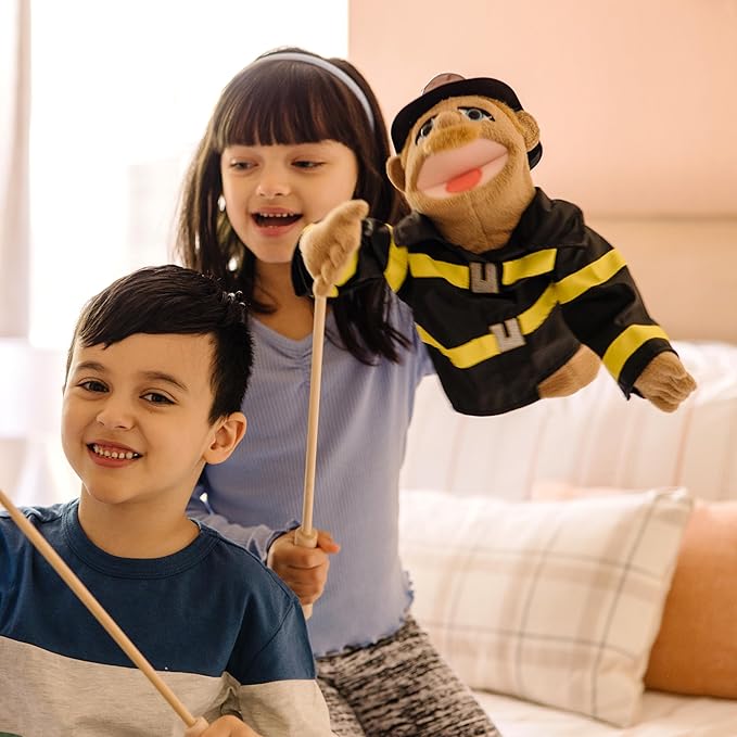 Melissa & Doug Rescue Puppet Set - Police Officer and Firefighter
