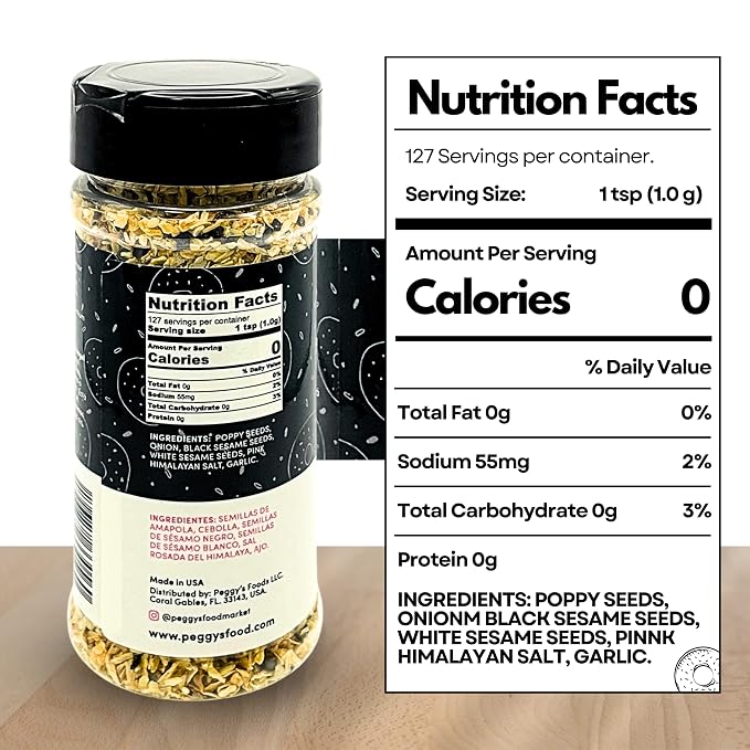 My Secrets Peggy's Food Everything Bagel Seasoning - Premium Blend with Pink Himalayan Salt, Poppy Seeds & Garlic - Crunchy Topping for Avocado Toast, Eggs, and Salads - All Natural & Non-GMO - 4.5 oz