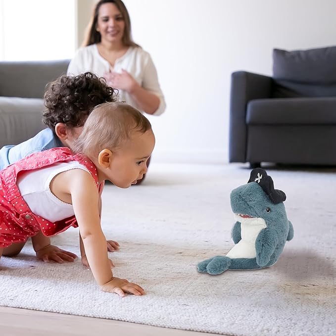 MON AMI Captain O'Fish Pirate Shark Stuffed Animal 12”, Soft & Cuddly, Use as Toy or Nursery Room Décor, Ocean Animals, Great for Kids of All Ages