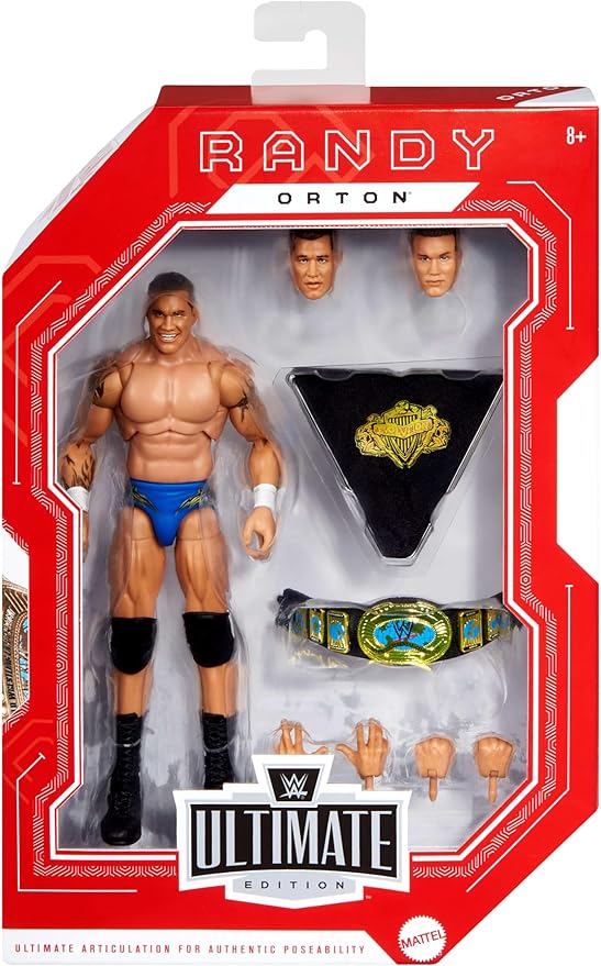 Mattel WWE Ultimate Edition Randy Orton 6-inch Action Figure & Accessories Fan Takeover Set, 10+ Pieces Include Swappable Heads & Hands