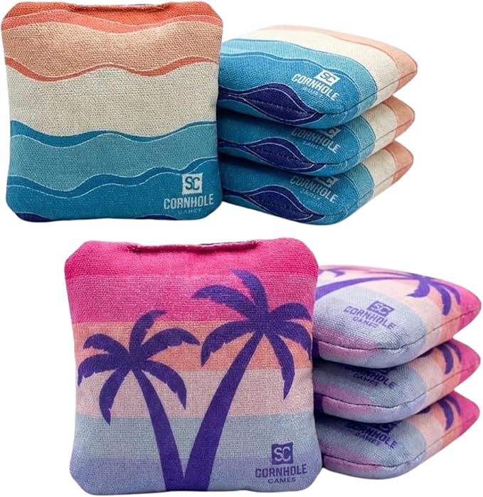 Professional Dual Sided Cornhole Bags- 16 oz 6x6 w/Premium Resin Fill - Official Tournament Slide/Stick Pro Bean Bags - Regulation/Approved