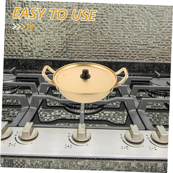 Tofficu 1pc Korean Ramen Pot Cover Nonstick Stock Pot for Cooking Noodles Aluminum Cookware Suitable for Gas and Stoves Easy to Clean Scald Design