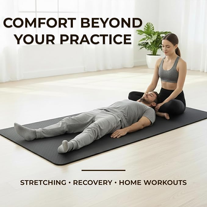Tatago Extra Thick Yoga Mat Wide & XL-Our 10mm Extra Large Yoga Mat Thick Extra Wide And Long For Total Joint Cushioning. A Large Exercise Mat Thick And Perfect For Home Workout Pilates Or Studio.