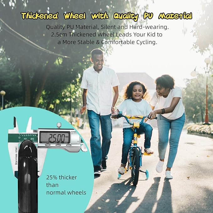 PRUNUS Flash BIKE Training Wheels for 12 14 16 18 20 Inch.Training Wheels for Kids Bike is Heavy Duty.Bicycle Training Wheel is Suitable Single Speed Bike