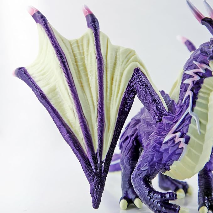 RECUR Thunder Dragon Action Figurine, 7.4 Inch Purple Dragon Toys for Boys Girls Kids, RPG Figures Miniatures for Tabletop Display & Roleplaying, Collectors Toy Age 3 +