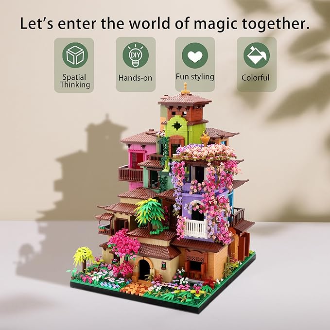 Architecture Cherry Blossom Villa Tree House Micro Building Blocks Set for Girls 14+ 7080PCS, Flower House Creative Collectible Models Giftt for Teens and Adults