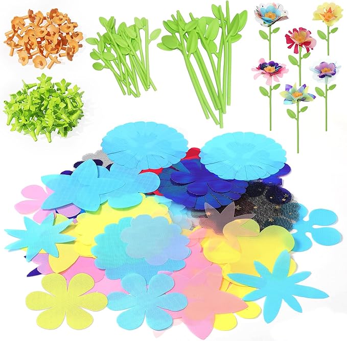 Glotrove Fabric Flower Bouquet Toy Accessories, Arts and Crafts Accessories Set for Kids, Refills Make 28 Flowers