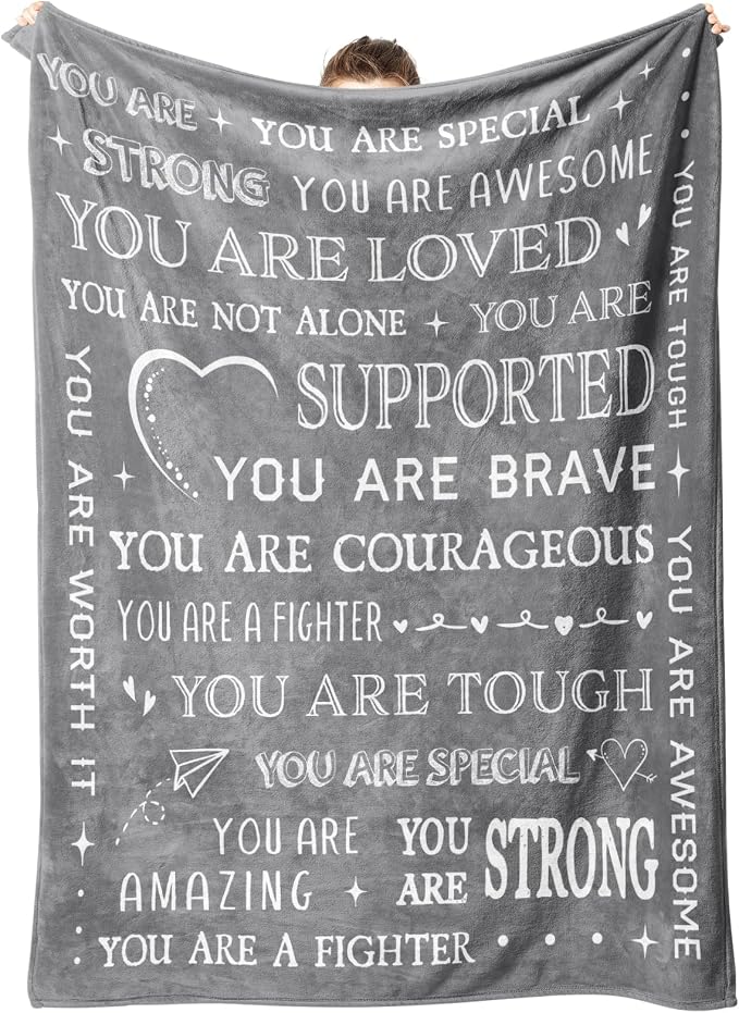 Gifts for Women Men- Get Well Soon Blanket | Sympathy Gifts for Him Her, Thinking of You Present, Inspirational Birthday Gift for Dad Friend Brother Son, 80'' x 60''