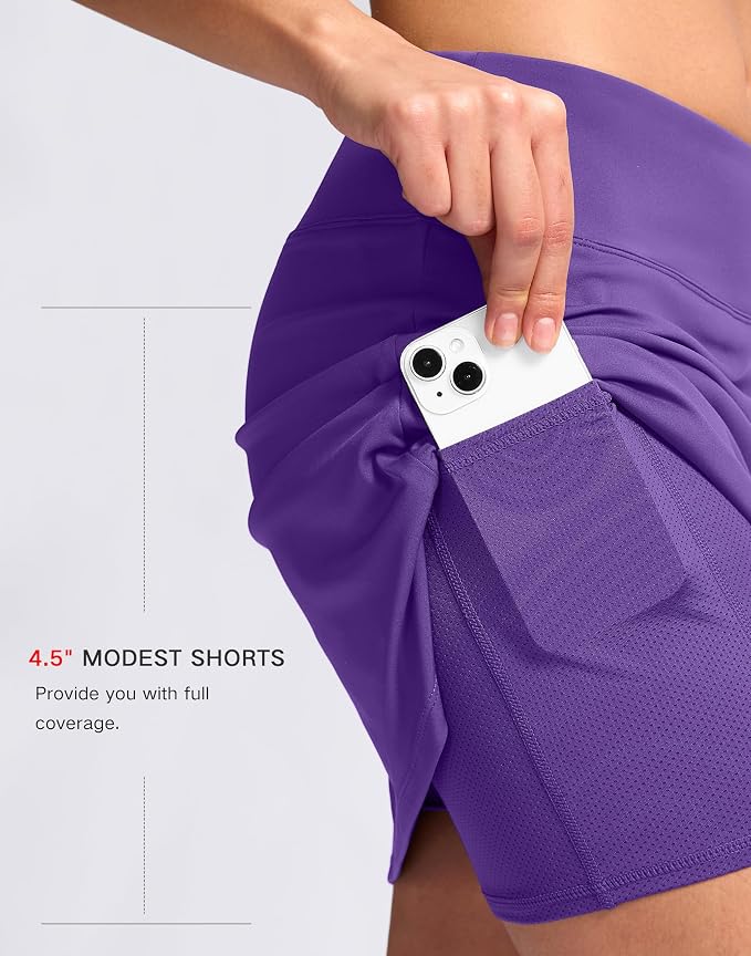 16" Skorts with 2 Pockets | Side Slits, High Waisted, A Line, Casual, Pickleball, Athletic, Golf, Tennis Skirt, for Women