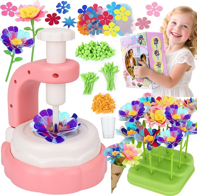 Vodolo DIY Fabric Flower Bouquets Toys for Girls Ages 4-8,Flower Making Kit Thanksgiving Christmas Arts and Crafts Kits for Kids 4-6,Toddler 4 5 6 7 8+ Year Old Girl Christmas Gifts Ideas Trendy 2025