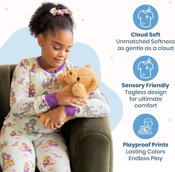 Zip N' Bear Soft Plush Teddy Bear Stuffed Animal with Mystic Mermaid Pajamas - Zippy The Bear Cute Cuddly Plush Toy, Perfect Sensory Teddy for Kids, Toddlers - Adorable Gift & Bedtime Companion