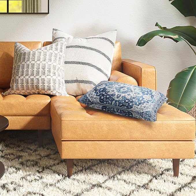 Snycler Boho Throw Pillow Covers 12x20 inch Set of 2 Blue Boho Rug Carpet Double Sided Pattern Cotton Soft Pillow Case Cushion Cover Pillowcase for Couch Sofa Bed Decorative