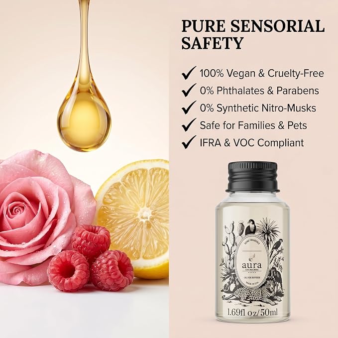 A U R A - Maddalena Fragrance Oil for Waterless Scent Diffuser - Inspired by J. Malone Tudor Rose | 1.7 fl oz / 50 ml Essential Oil Blend for Aromatherapy & Hotel Collection Diffuser