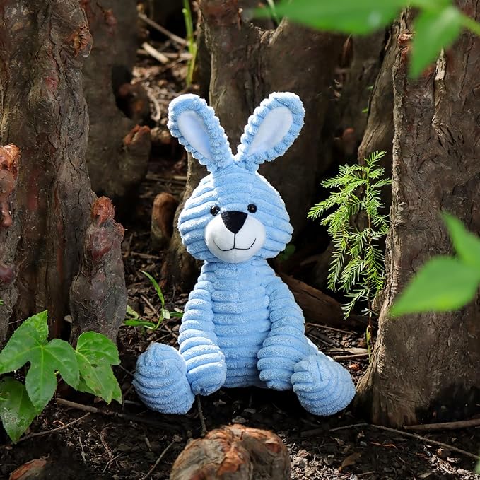 Apricot Lamb Toys Plush Corduroy Rabbit Bunny Stuffed Animal Soft Cuddly Perfect for Child （Blue Bunny