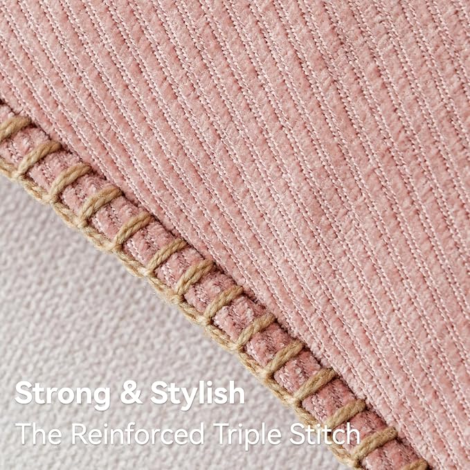 a moment Pack of 2 Decorative Chenille Throw Pillow Covers with Twill Cushion Covers for Sofa Living Room Couch Bed 20x12 Inch,Crafted Border Blush Pink