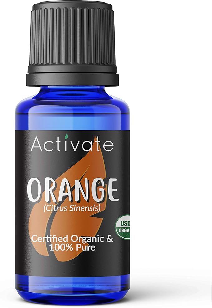 Activate Sweet Orange Organic Essential Oil 100% Pure, USDA Certified Organic, Premium Grade, Undiluted, Natural, Aromatherapy & Diffuser Use 10ml