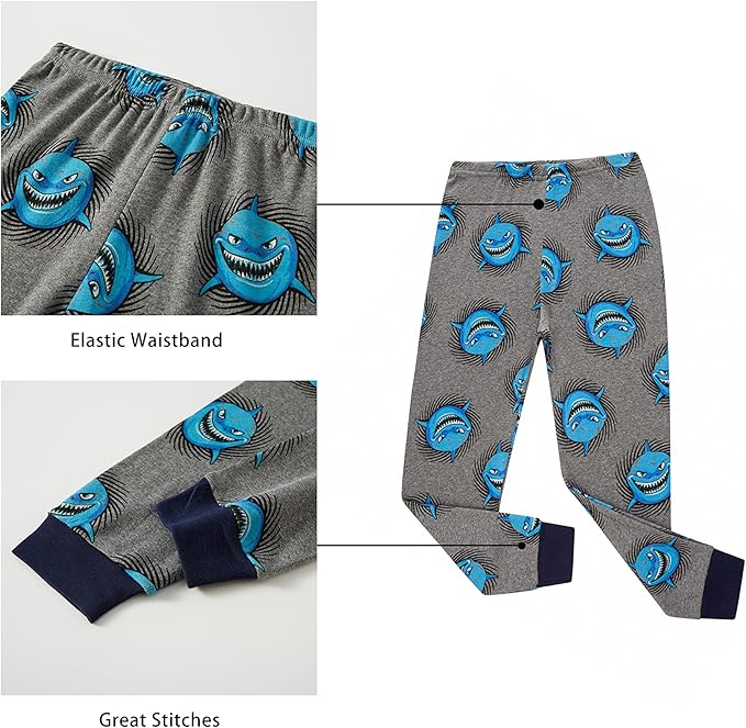 KikizYe Little Big Boys Girls Pajamas Set Kids PJs 100% Cotton Sleepwear