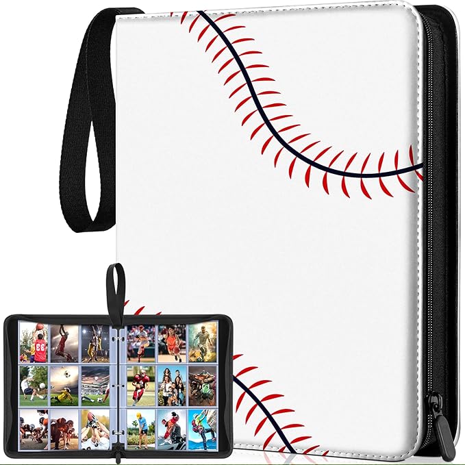 POKONBOY 9 Pocket Baseball Card Binder for 900 Cards, Trading Card Binder Collection Album Holder with Sleeves for Football Sports Games Cards