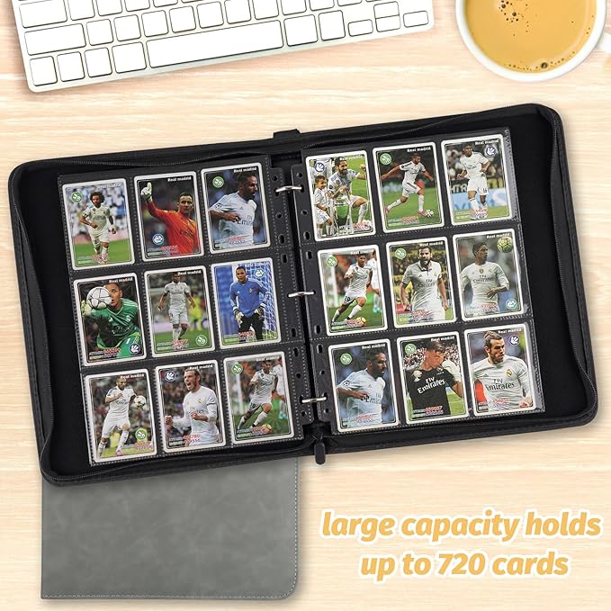 GERMUN Trading Card Binder, Premium 9 Pocket Card Binder, 720 Double Sided Pocket PU Collection Binder, Collector Album, Card Holder for MTG, TCG, Sports Cards (Marble Grey)
