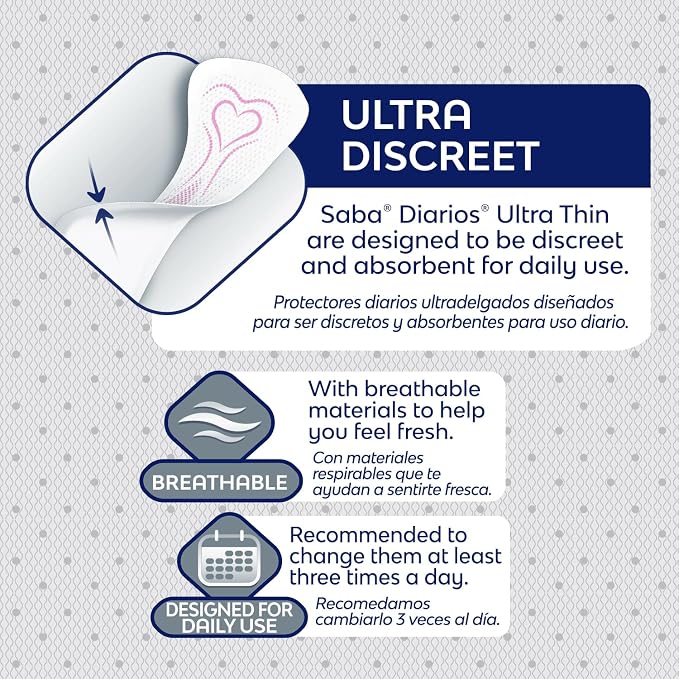 Saba Diarios Ultra Thin Multishape Pantiliners, Flexible & Versatile Panty Liners, 8-Pack of 30 Pads (240 Count)