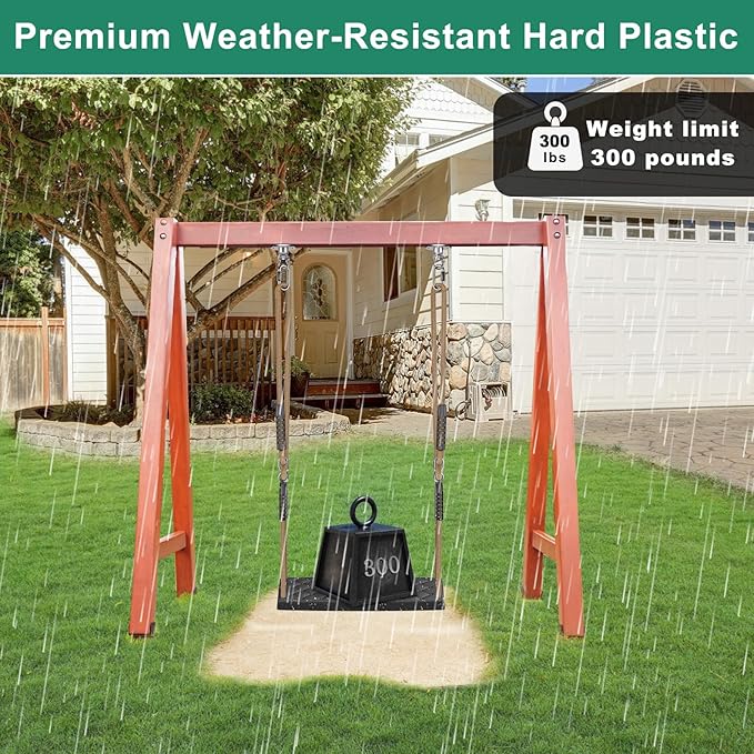 SELEWARE Heavy Duty Swing Seat with Adjustable Rope, 300lbs Capacity Non-Slip Plastic Tree Swing for Kids, Playground Swing Set Accessories Replacement with Snap Hooks for Indoor Outdoor Use (Black)