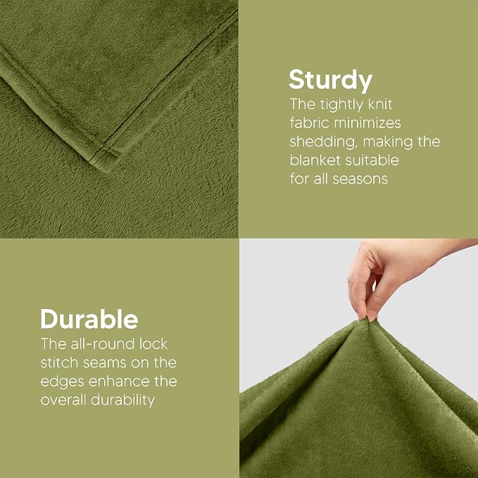 Utopia Bedding Ultra Soft Fleece Bed Blanket Full Size Olive (90x84 Inches) | Microfiber Plush Warm Lightweight Breathable Cozy Blanket Anti-Static, All Season Use, Gift for Women and Men