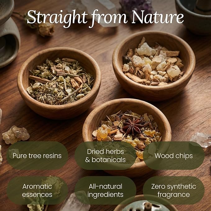 Natural Resin, Herbs & Essence Wealth Manifestation Mix - Blend with Frankincense, Sandalwood, Cinnamon & Copal - Grounding Loose Incense for Abundance Rituals & Meditation - 2.22 oz