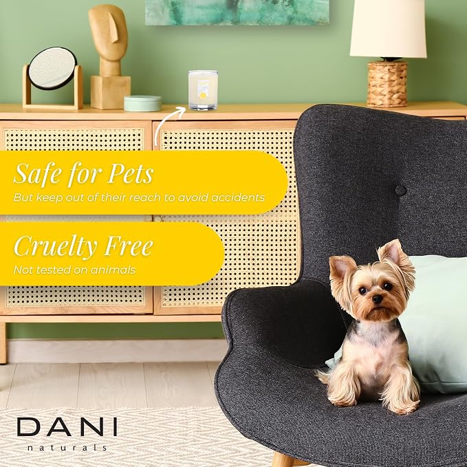 DANI Naturals Sandalwood Vanilla 100% Soy Wax Candle, Non-Toxic, 7.5oz | Vegan,soy wax candle,Clean-burning with organic cotton wick,Warm sandalwood vanilla scent,Made in USA