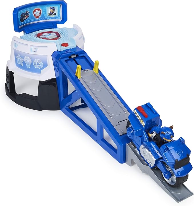 Paw Patrol, Moto Pups Moto HQ Playset Toy with Sounds and Exclusive Chase Figure and Motorcycle Vehicle