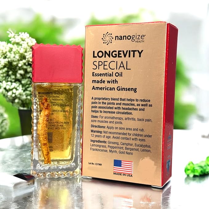 1 Pack - Ginseng Nanogize Roll On Essential Oil - Dau LAN Cong Nghe Nano Nhan Sam - 21 ml per Bottle - Only One Bottle per Order - Product of USA