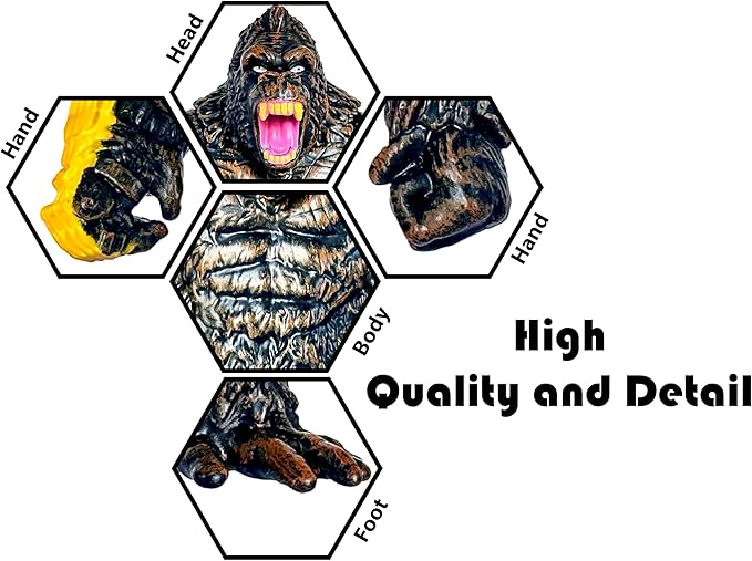 TwCare King Kong: The New Empire, Dinosaur Dragon Attack Action Figure 7” Fight Mode Gorilla Ape Solid Wild Movie Series, Travel Bag