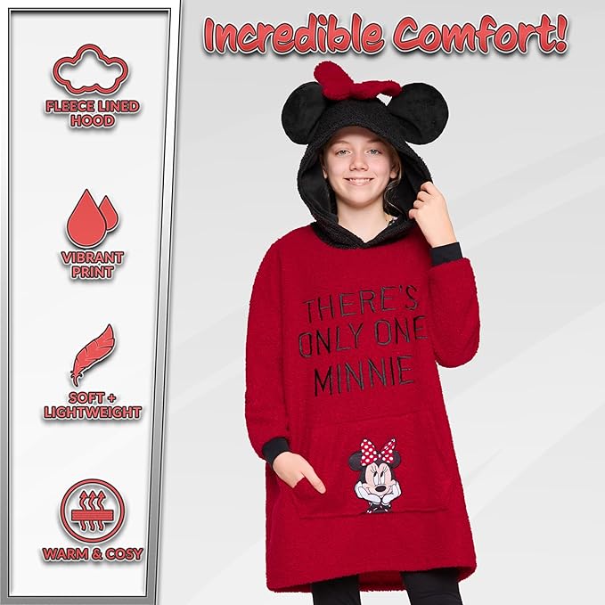 Disney Stitch Fleece Hoodie Blanket for Kids and Teenagers - One Size Fluffy Oversized Hoodie - Stitch Gifts