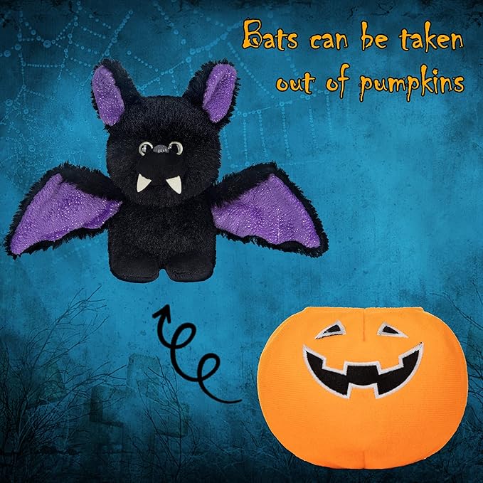 My OLi Plush Pumpkin Stuffed Bat Toy Glow in The Dark Detachable Bat Plush with Cute Pumpkin for Kids Babies & Toddlers Fun & Spooky Decorations