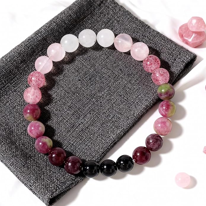 Menopause Bracelet for Women, Natural Crystal Elastic Bracelets Hot Flashes & Anxiety Relief Calming Balance Menopause's Support Jewelry Gift With Card