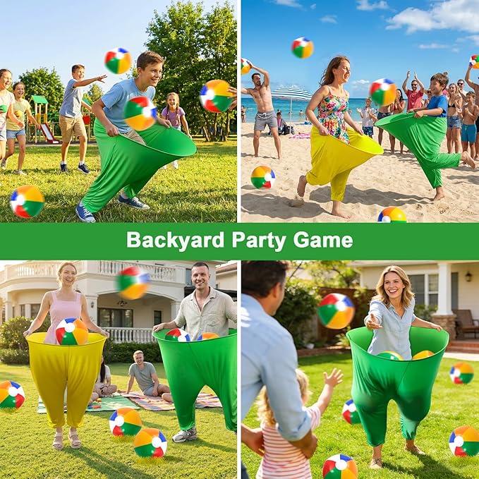 Granny Pants Yard Game, Outdoor Game with Bouncy Ball and Air Pump, Team Relay Family Reunion Party Field Game