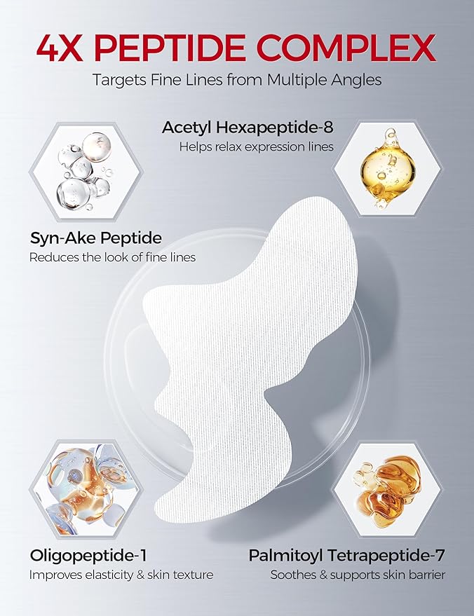 NING DERMOLOGIE Smile Line & Under Eye Patches – 4-Peptide Anti-Wrinkle Treatment with Collagen, Caffeine & Niacinamide – Firming, Hydrating, Brightening Face Pads for Laugh Lines, Eye Bags, 10 Pairs