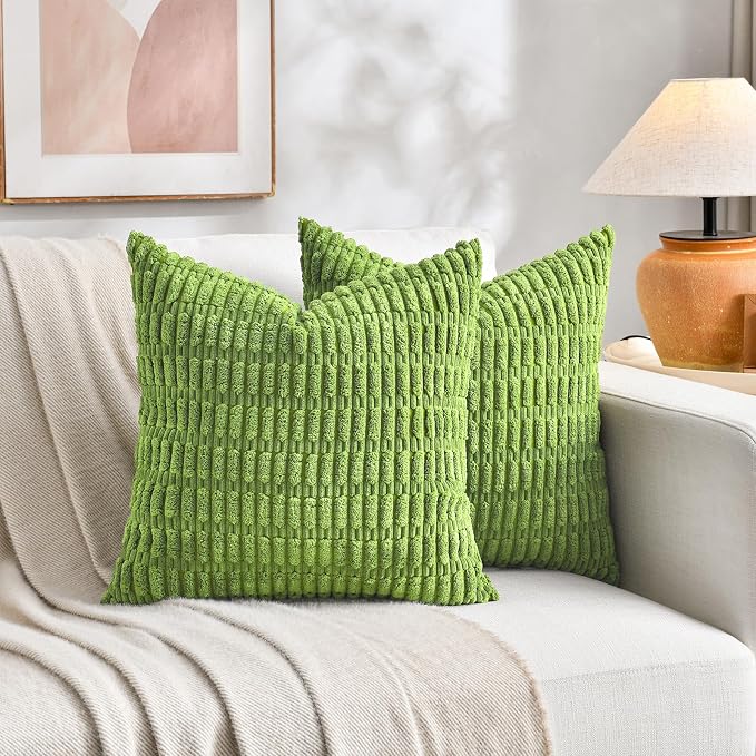 Fancy Homi 4 Packs Decorative Throw Pillow Covers for Living Room Couch Bed, Modern Farmhouse Boho Home Décor Accent Cushion Case, 18" x 18", Lime Green