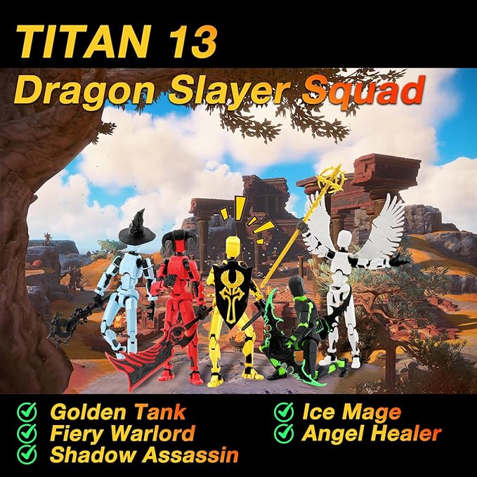Titan 13 T13 Action Figure Assembly Completed, 5-Pack T 13 Action Figure, Lucky 13 Action Figure Articulated, Dummy Gift for Boys Desktop Decorations,muñeco de acción (Multicolored)