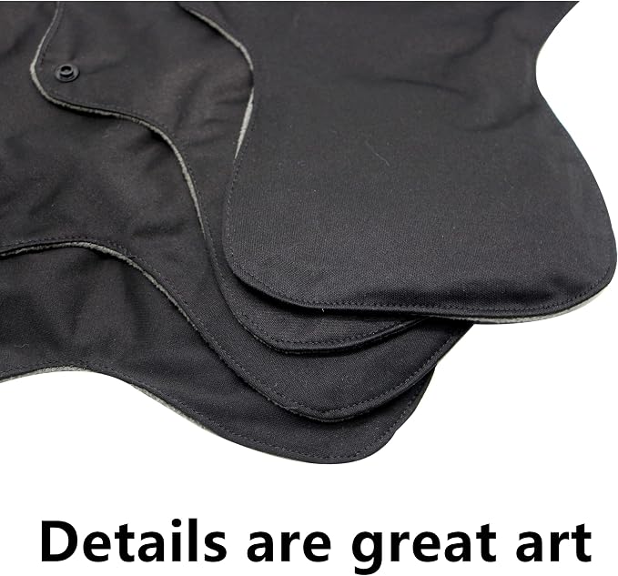 4 pcs Cloth Reusable Sanitary Pads Black and Wet Bag, Washable Cloth Menstrual Pads Panty Liners