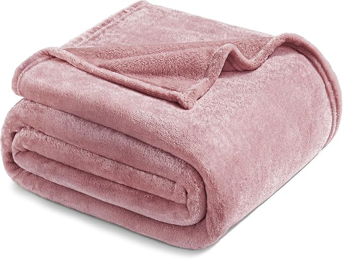 Exclusivo Mezcla Soft Fleece Blanket King Size for Bed, Dusty Pink | 104x90 Inches, Double-Sided Brushed Flannel, Lightweight Plush Cozy Blanket for Home Decor, All Season, Machine Washable