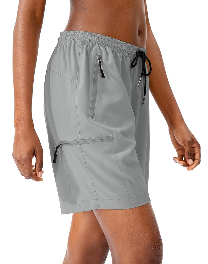 SANTINY Women's 5''/ 7''/9'' Hiking Cargo Shorts Quick Dry Lightweight Summer Shorts for Women Athletic Golf Zipper Pockets