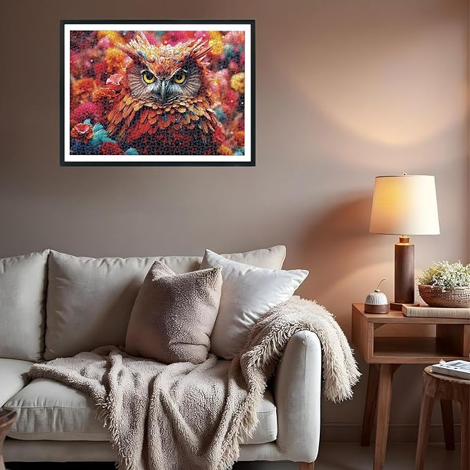 Colorful Owl Jigsaw Puzzles for Adults 1000 Pieces, Challenging Game Night Family Puzzle Home Decoration, Party Toy for Men Women Parents Kids 27" x 20"