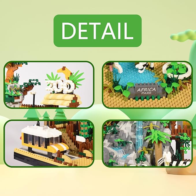 Zoo Architecture Micro Building Blocks Sets - 4800PCS, Animals Park MIni Bricks Modle Kit Toy Present for Adults and Ages of 14+