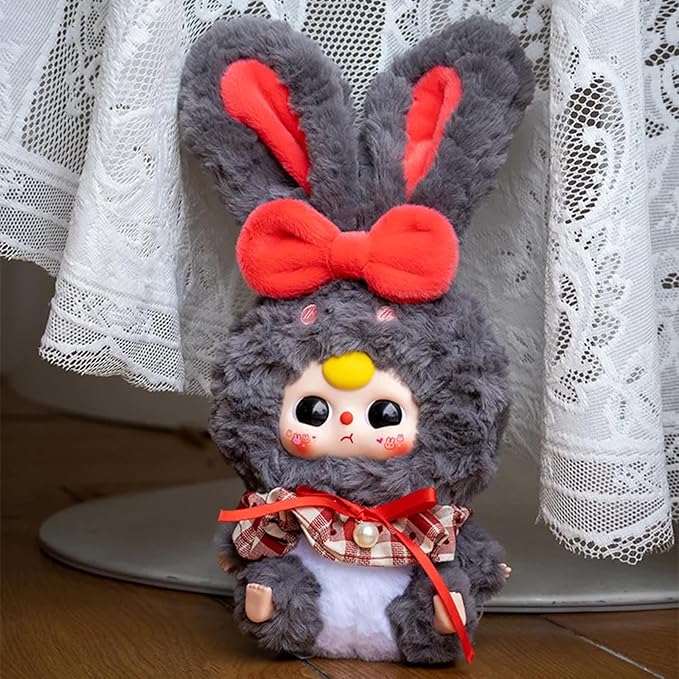 CALEMBOU Plush Doll Blind Box, Cute Rabbit Stuffed Animal Vinyl Plush Toys, Kawaii 1 of 6 Possible Mystery Collectible Toys Cute Soft Animals Charm Birthday Gifts (Lili's Rabbit Town 1pc)