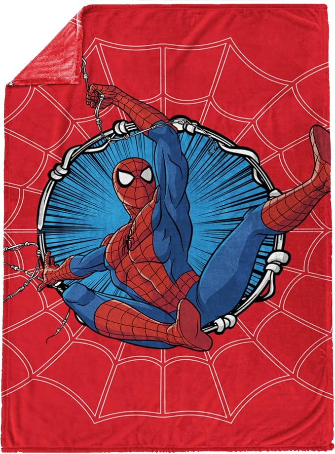 Jay Franco Kids Plush Throw Blanket – Soft & Cozy Fleece Throw for Bedroom & Couch Décor, Official Licensed Product, Red - Spiderman, 60x90 - Large Blanket