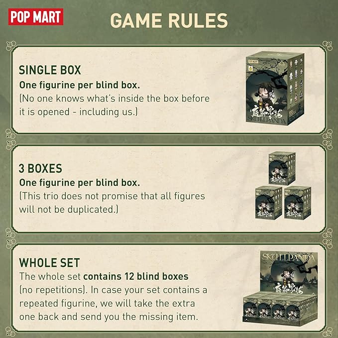 POP MART SKULLPANDA The Ink Plum Blossom Series Figures, 12PCs SKULLPANDA Blind Box Figures, Random Design Action Figures Collectible Toys Home Decorations, Holiday Birthday Gifts, Whole Set
