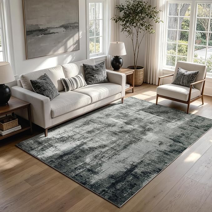 Washable Rugs 5x7 Area Rugs for Living Room,Bedroom,Dining Room,Nursery | No Creases,Stain Resistant,Non Slip Modern Abstract Soft Low Pile Carpet for Hardwood,High-Traffic Area,Kids & Pet Friendly
