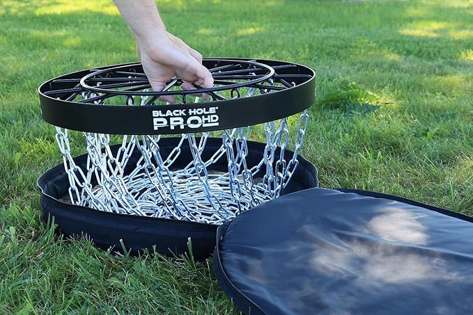MVP Disc Sports Black Hole Pro HD 24-Chain Portable Disc Golf Basket with Transit Bag