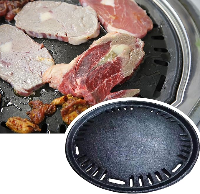 Perforated Korean Cast Iron Grill Plate BBQ Griddle Pan With Oil Drainage & Even Heat For Indoor Outdoor Cooking BBQ Cooking Grate